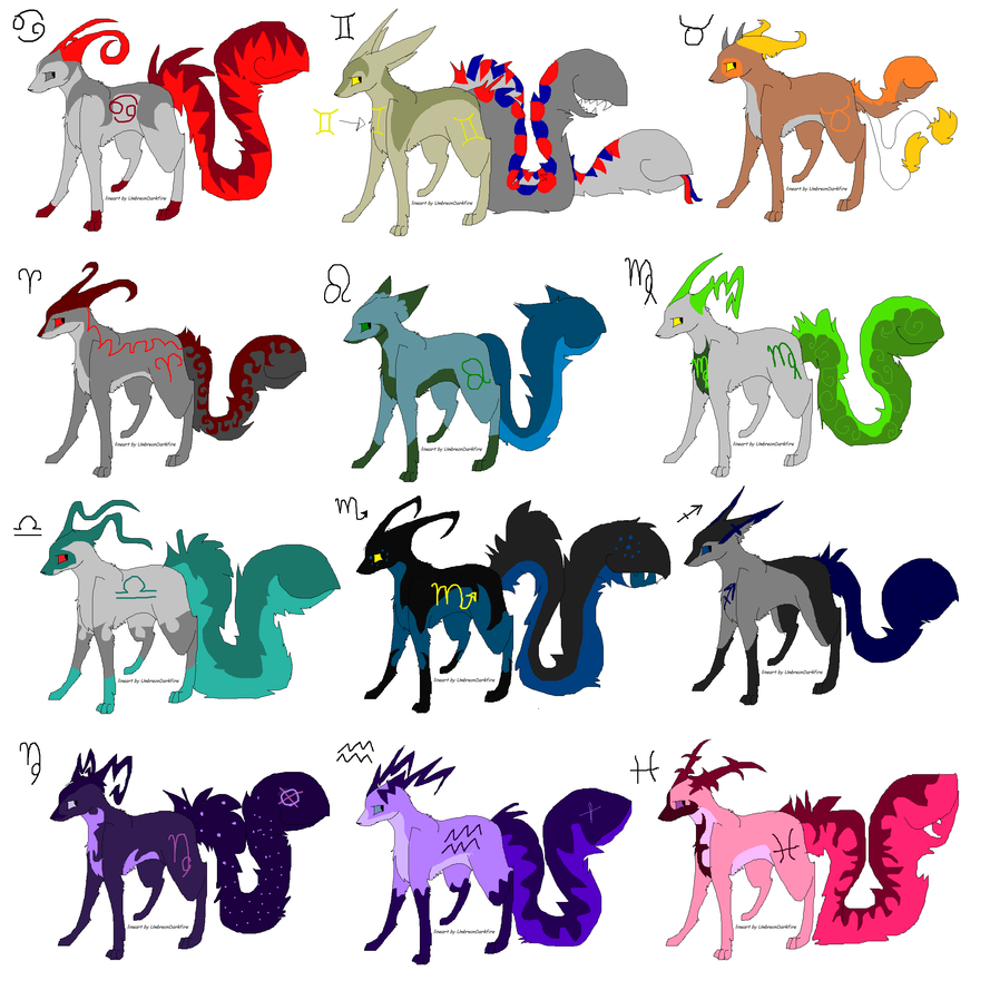 Tailmouth Zodiac Adoptables :closed: by Silhouett3s on DeviantArt