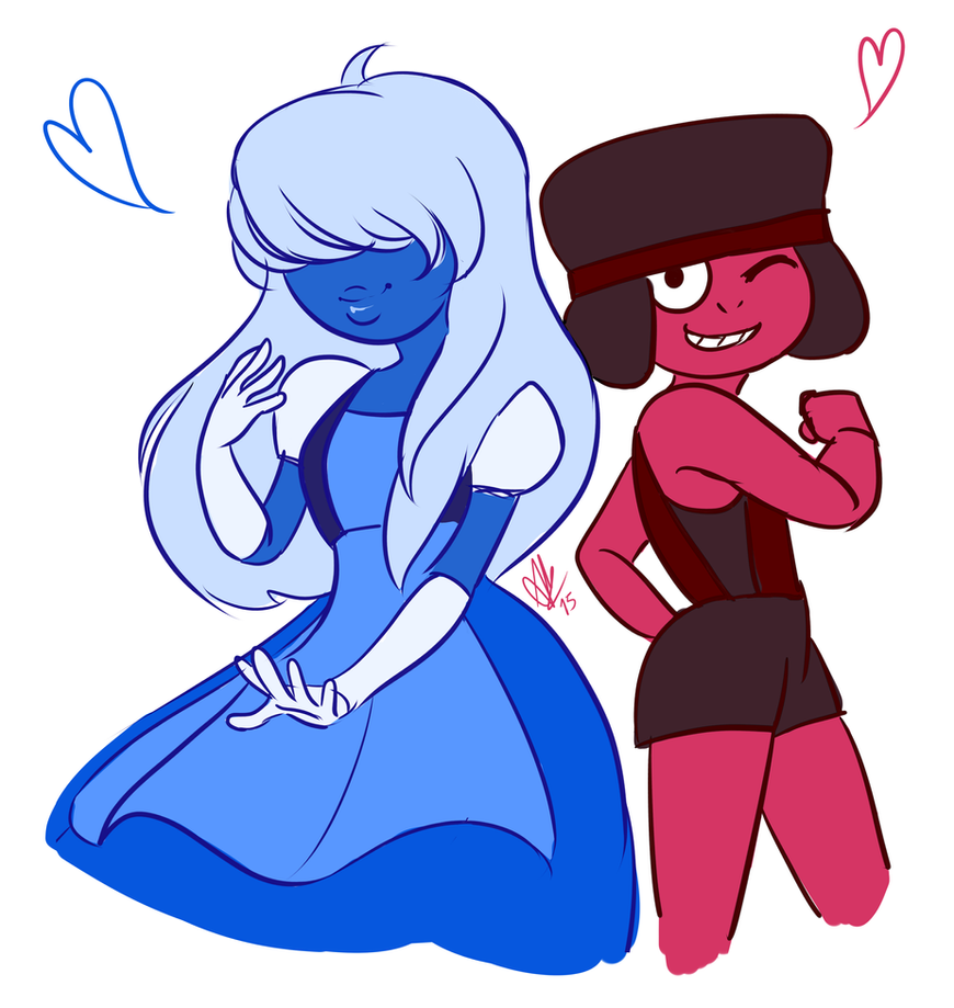 A quick doodle of these lovely darlings because I realized I haven't drawn them on pc yet! I love Sapphire's hair/fringe, it's fun to draw!