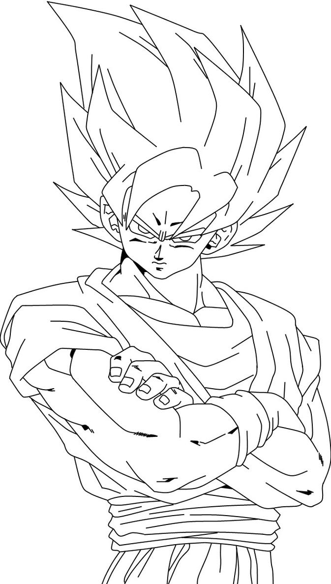 Super Saiyan Goku Lineart by duskoy