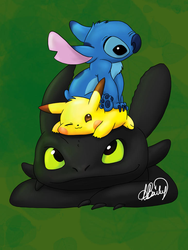 Pikachu stitch  and toothless  by MindyBailey on DeviantArt
