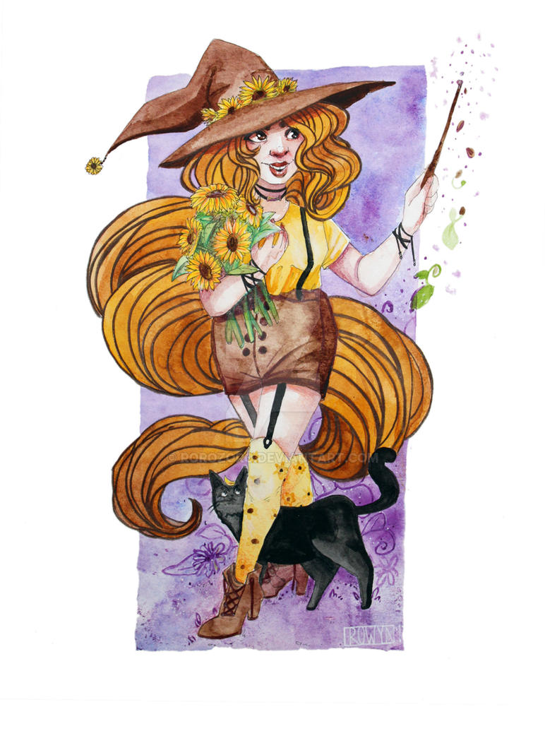SunFlower Witch - Watercolor by RoroZoro on DeviantArt