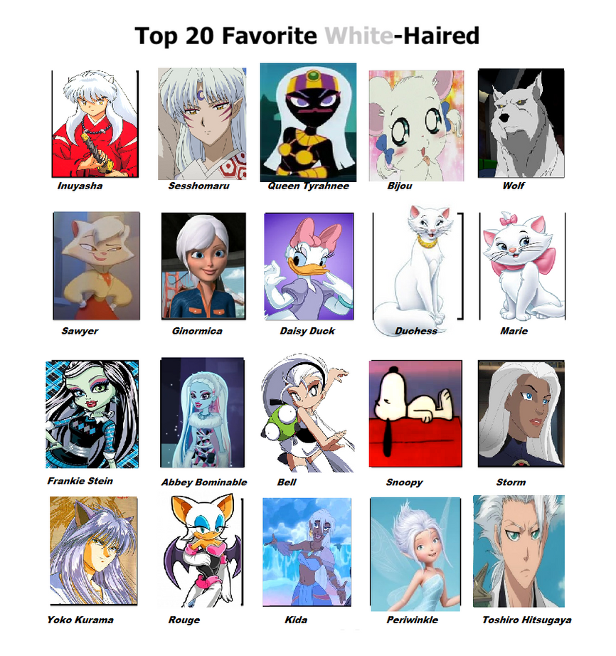 My Top 20 Favorite White Haired  Characters By Purplelion12 Dasj86w 