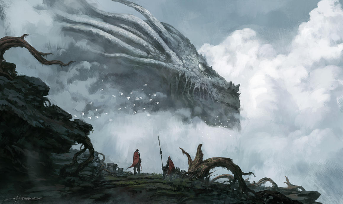 雲に隠れた巨大なドラゴンの壁紙