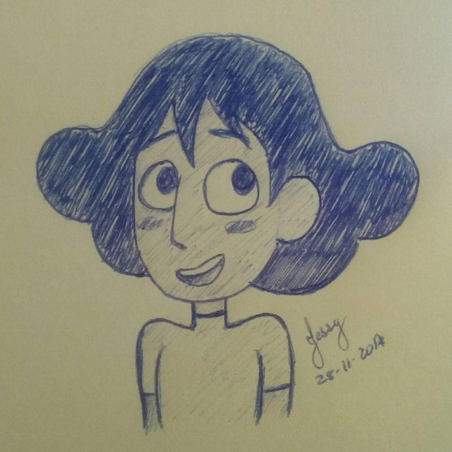 A drawing about Connie with new look, belongs Steven Universe 💜💜💜 Made it with blue pen on post-it. Enjoy!! #SU #StevenUniverse #ConnieSU #Connie #drawing #ilustrations #Cry...