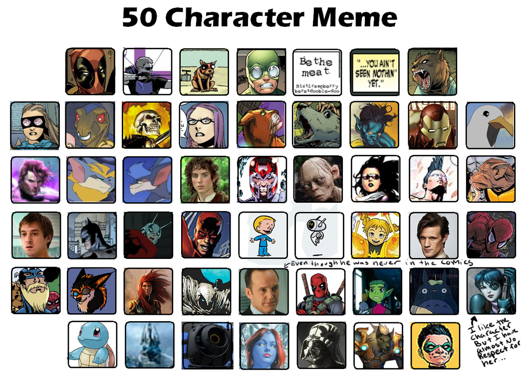50 Favourite Character Meme By Silverlegends On Deviantart - Bank2home.com