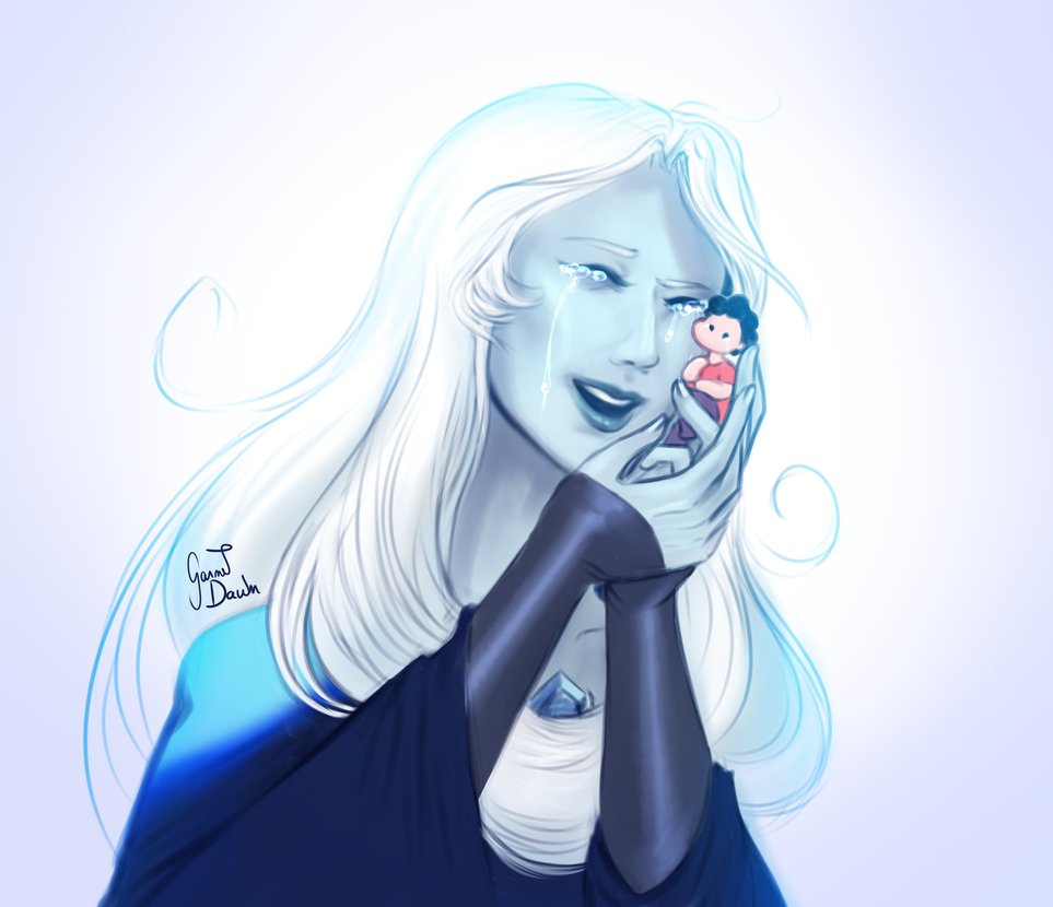 the last episodes of Steven Universe oh my gosh I planned on joining the hype of White Diamond fanart but ?? I couldn't ignore this precious scene of Blue Diamond hugging Steven like that.