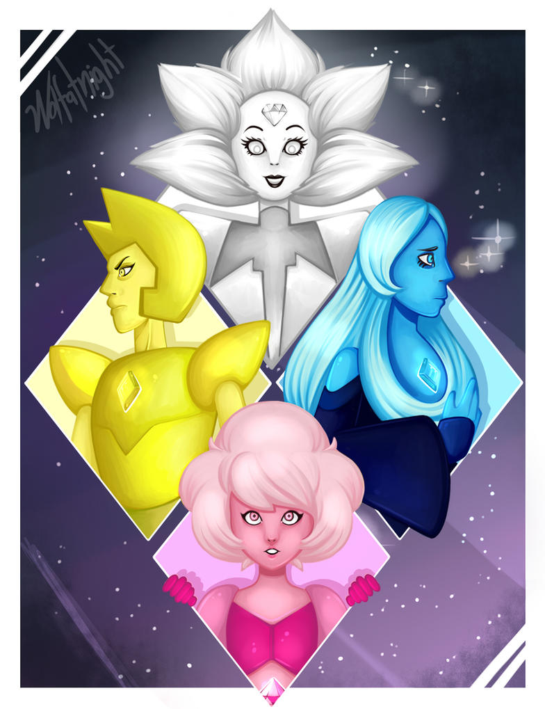 It's time to another drawing of steven universe, but of the diamonds. I loved the white diamond design and his beautiful crazy smile