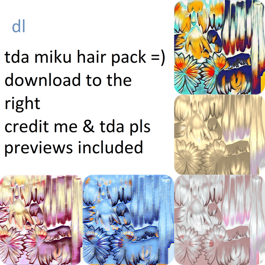 MMD + DL TDA Miku Hair Texture Pack by ichiibal on ...