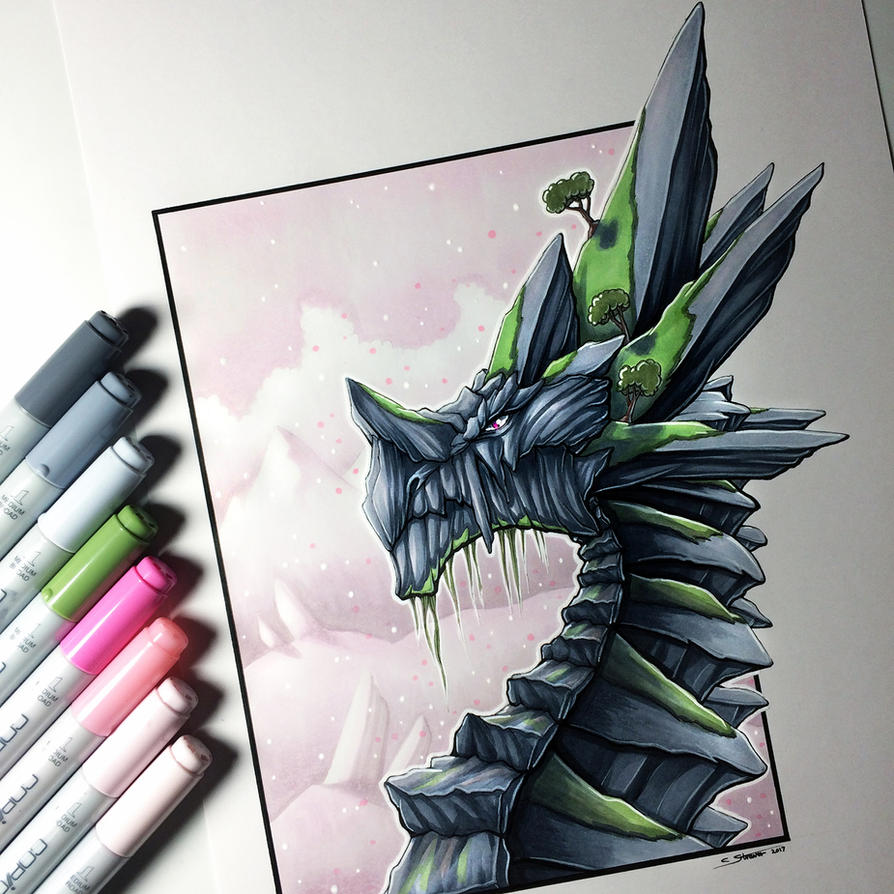 Rock Dragon Drawing by LethalChris on DeviantArt