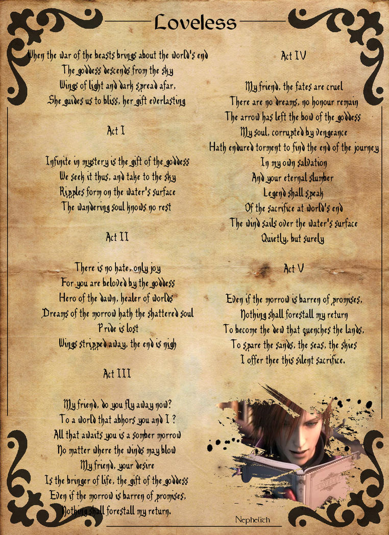 LOVELESS ~ Final Fantasy VII Crisis Core Poem by Nephelith on DeviantArt