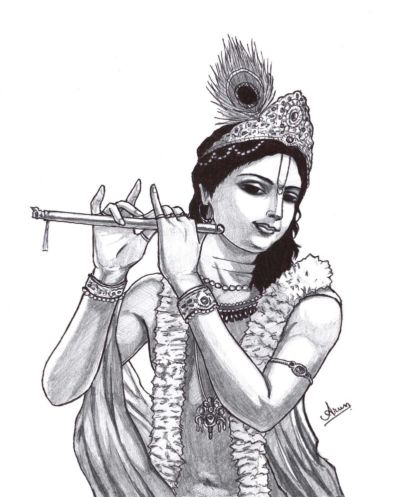 Radha Krishna Pencil Shading Drawing