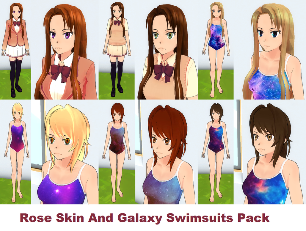 Rose Skin And Galaxy Swimsuits Yandere Simulator By Strawberrysmn On