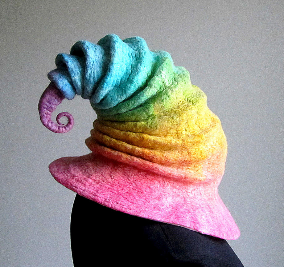 Pastel Winter Rainbow Wizard/Witch Hat by HandiCraftKate on DeviantArt