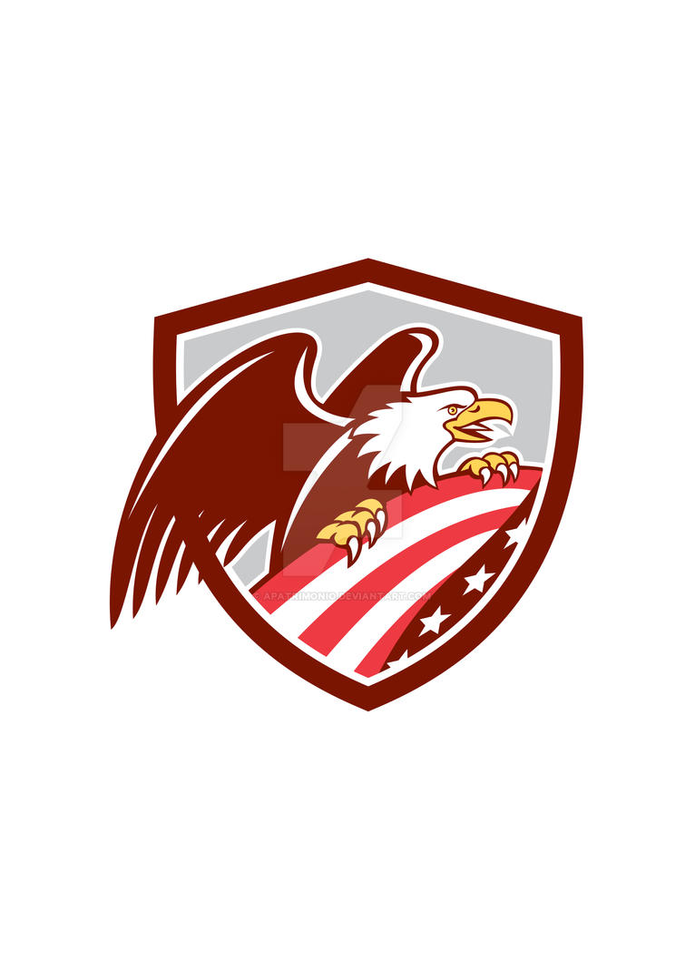 American Bald Eagle Clutching USA Flag Shield Retr by apatrimonio on ...
