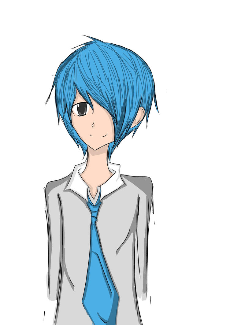 male Blue haired anime