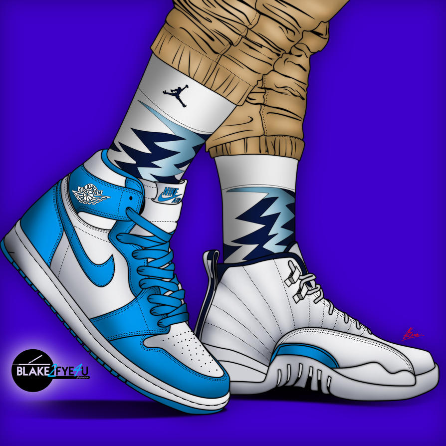Air Jordan 1's X 12's digital drawing by Blake2fye4u on DeviantArt