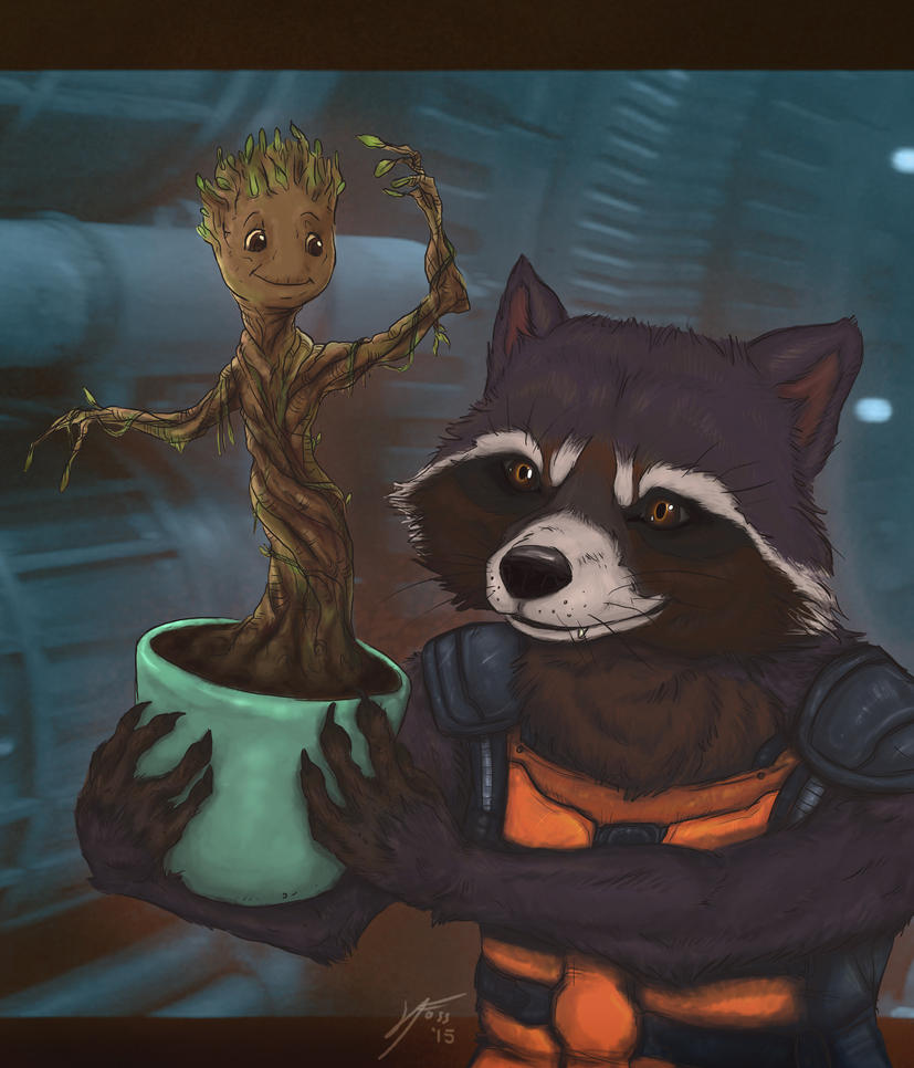 Rocket and Baby Groot by inkydragon on DeviantArt