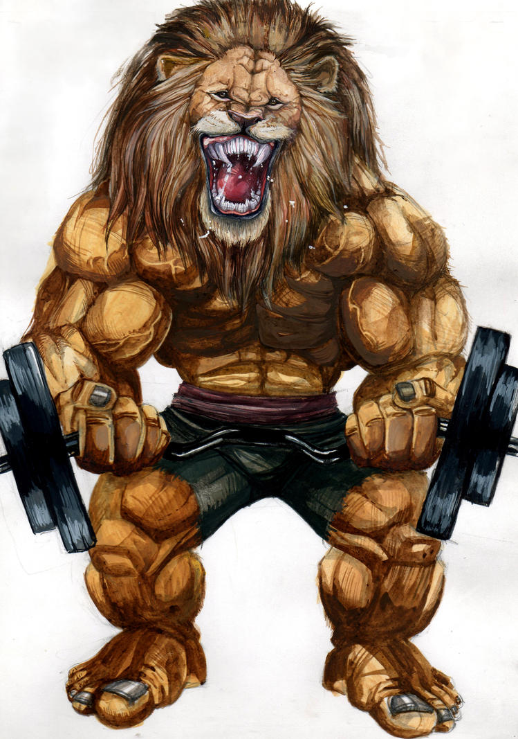 lion bodybuilder by freefallofafeather on DeviantArt