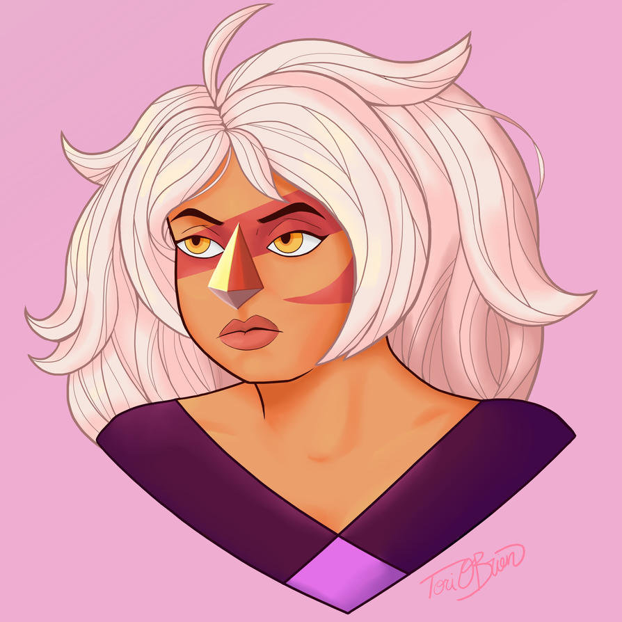 I drew Jasper, from Steven Universe. I rarely see her drawn in the pink uniform so I thought that would be a little nicer for this one.