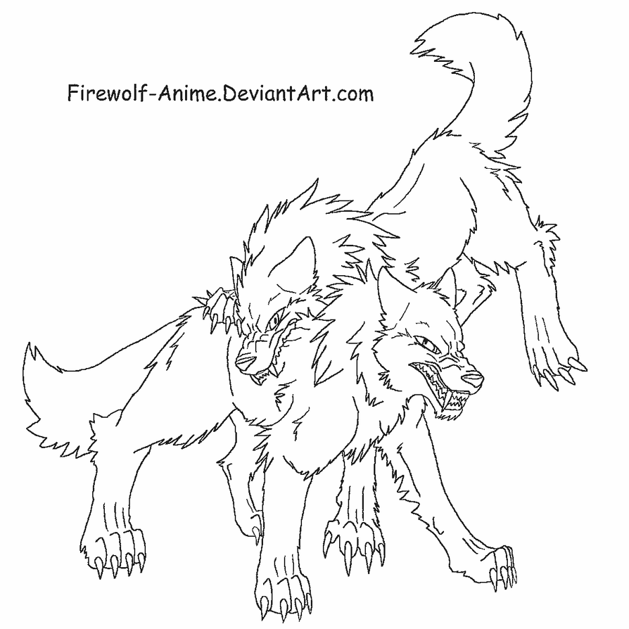 Download Wolf Fight LineArt by Firewolf-Anime on DeviantArt