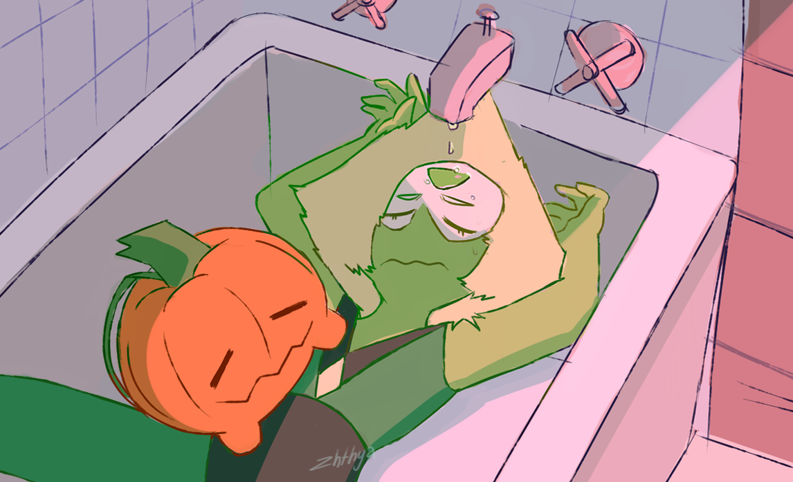 My first submission on this account, woohoo! This is redraw of Peridot and Pumpkin from SU, episode titled 'Can't Go Back'.  Here's the screenshot! i.imgur.com/P78E4rt.png I got lazy half...