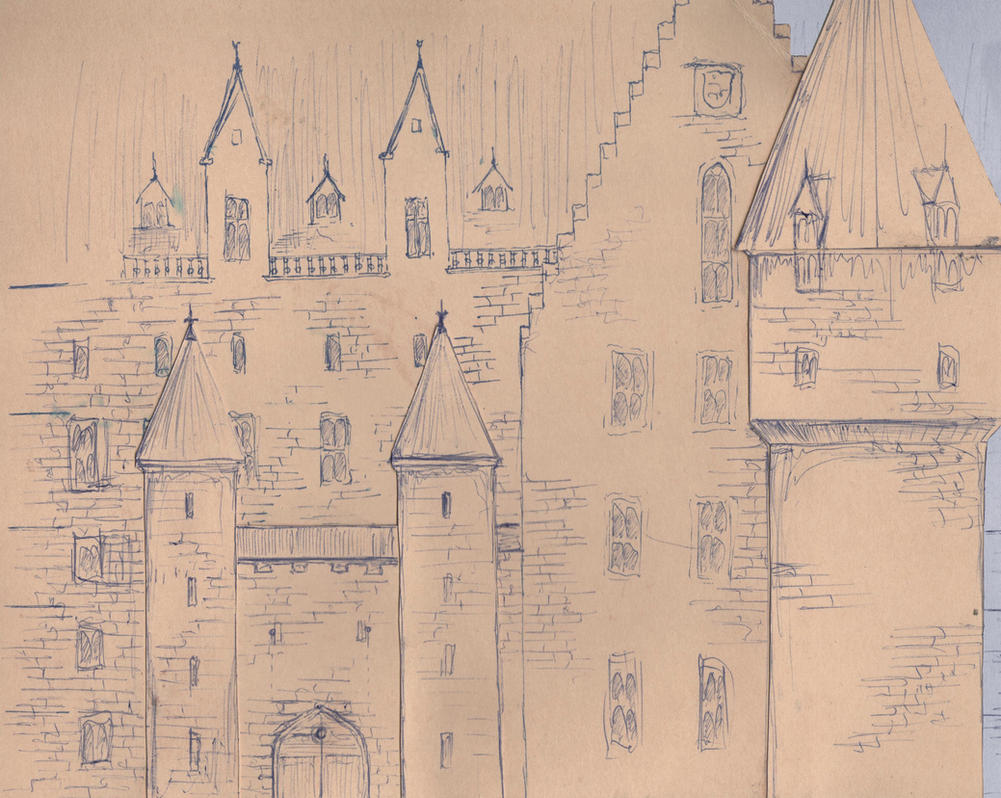 Hogwarts castle Gryffindor Tower collage study by