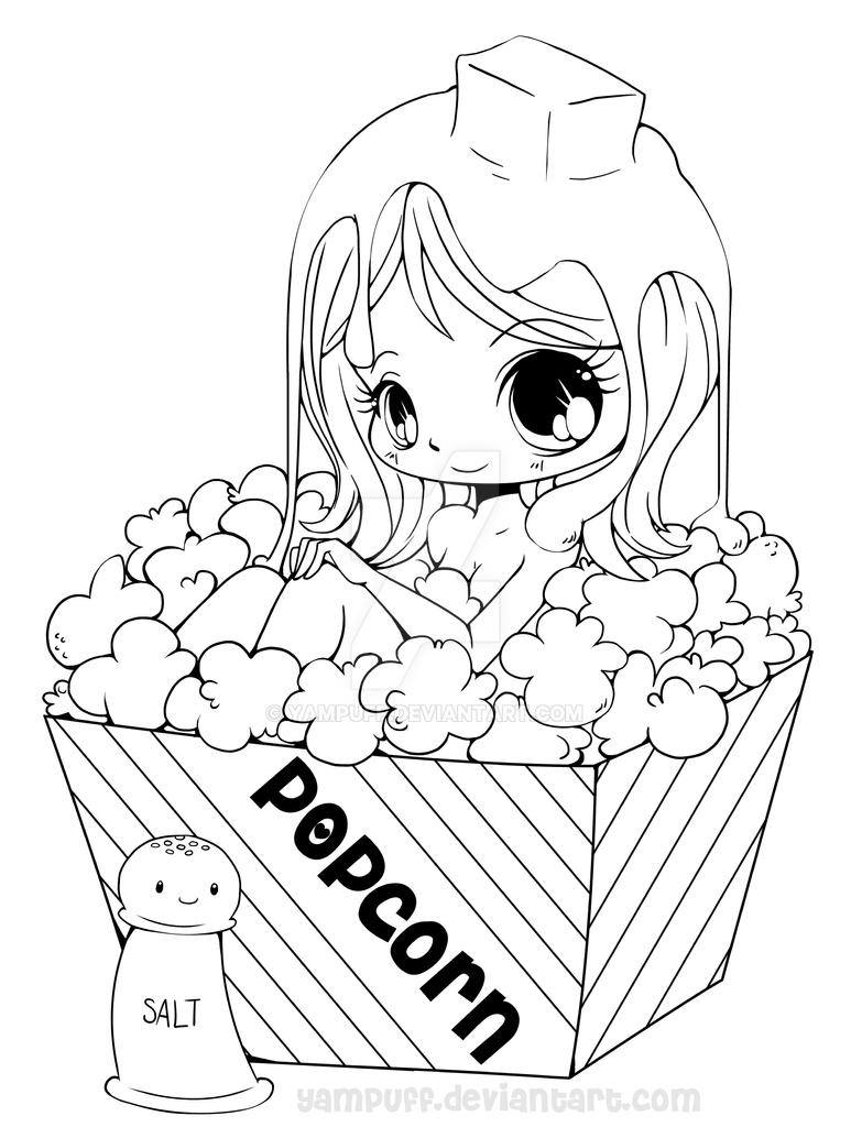 Popcorn Girl Lineart by YamPuff on DeviantArt