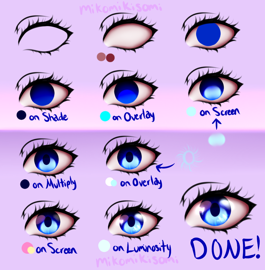 How To Draw Anime Eyes Digitally : Eyes coloring tutorial v.2.0 by