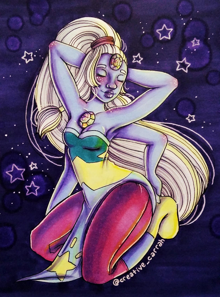 Drawing of Opal from Steven Universe~ This is a traditional illustration drawn using the following: -Micron Inking pen -Copic Markers -Uniball Signo Pen -White Gellyroll pen