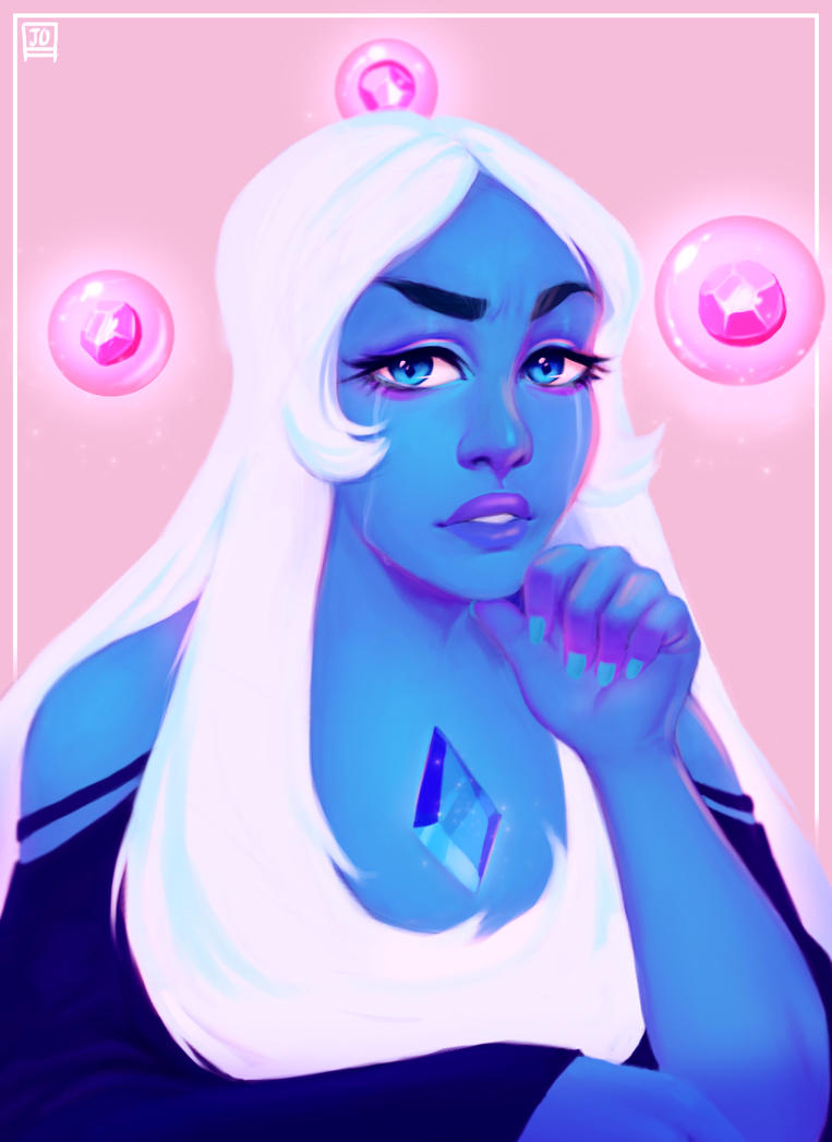 I did a collab with a friend of mine to draw Steven Universe characters! Here's Blue Diamond, that sad sack. My friend did the initial sketch while I colored! -- Photoshop CS6 5 hrs