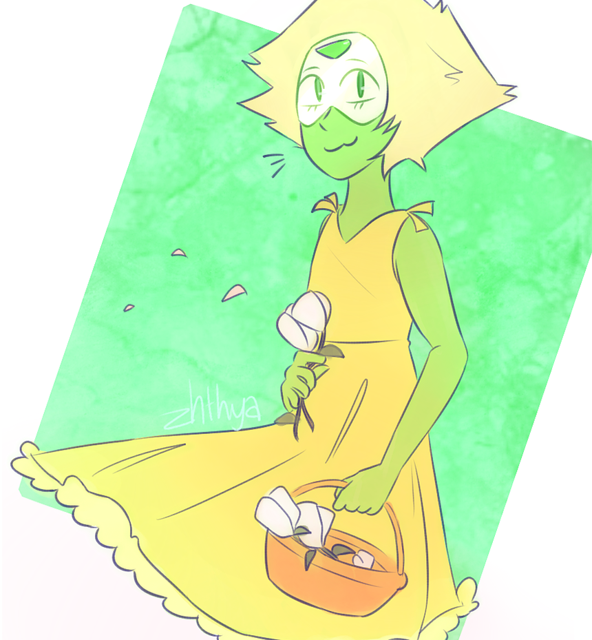 Peridot in her lil dress is so cuteeeee and i messed it up.  GAHHHHH I GOT THE FLUFF WRONG oh well;;  its been so long since i posted oof ____________________ character from Steven Univer...