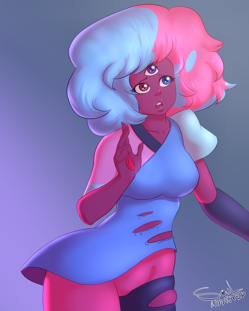 A little something i did Cuz Steven Bomb 4  OMG "The Answer" was such a beautiful and amazing episode that i couldn't resist drawing that messy haired cute Garnet. souladdicted-art.tumblr.com/