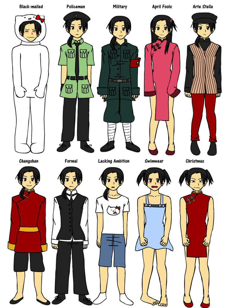 APH: China Outfits by thingy-me-jellyfis on DeviantArt